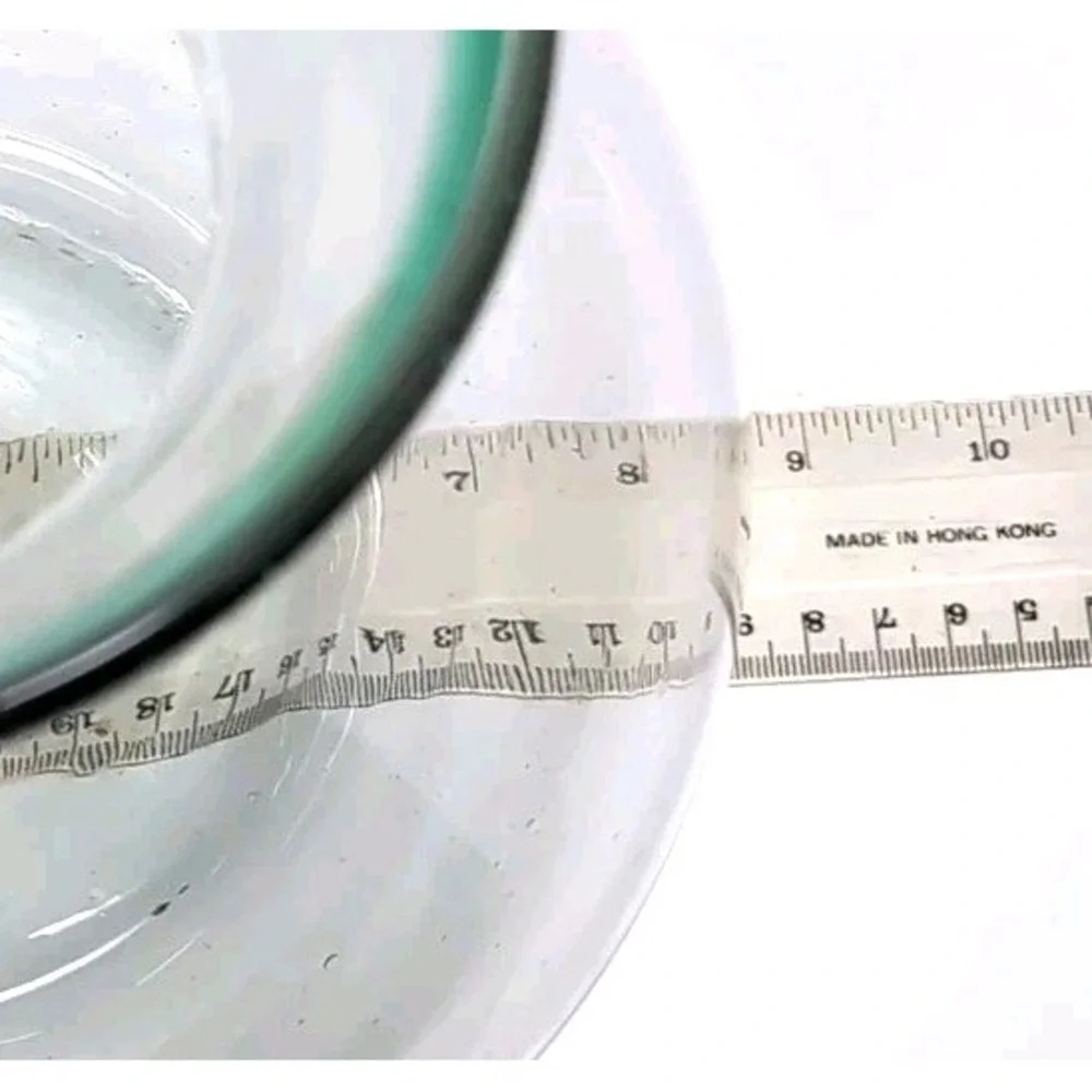 Mexican Hand Blown Glass Margarita Pitcher Vase Clear/Emerald Green Rim & Handle